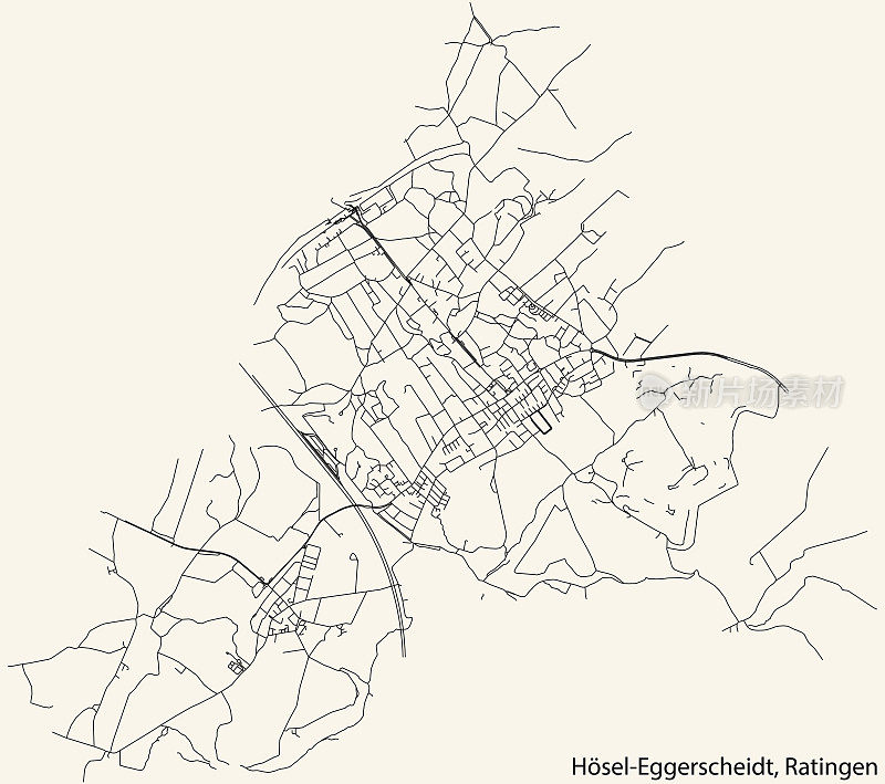 Street roads map of the HÖSEL-EGGERSCHEIDT MUNICIPALITY, RATINGEN